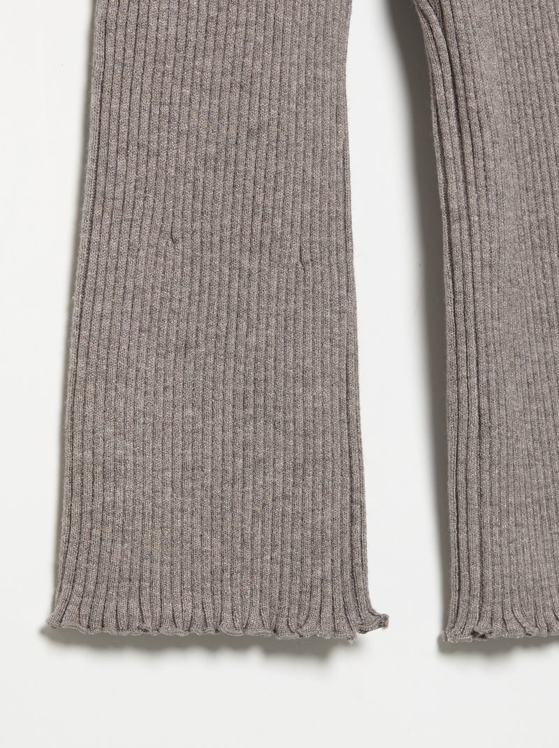Legging a tinta unita in maglia a costine Marrone - Kiabi
