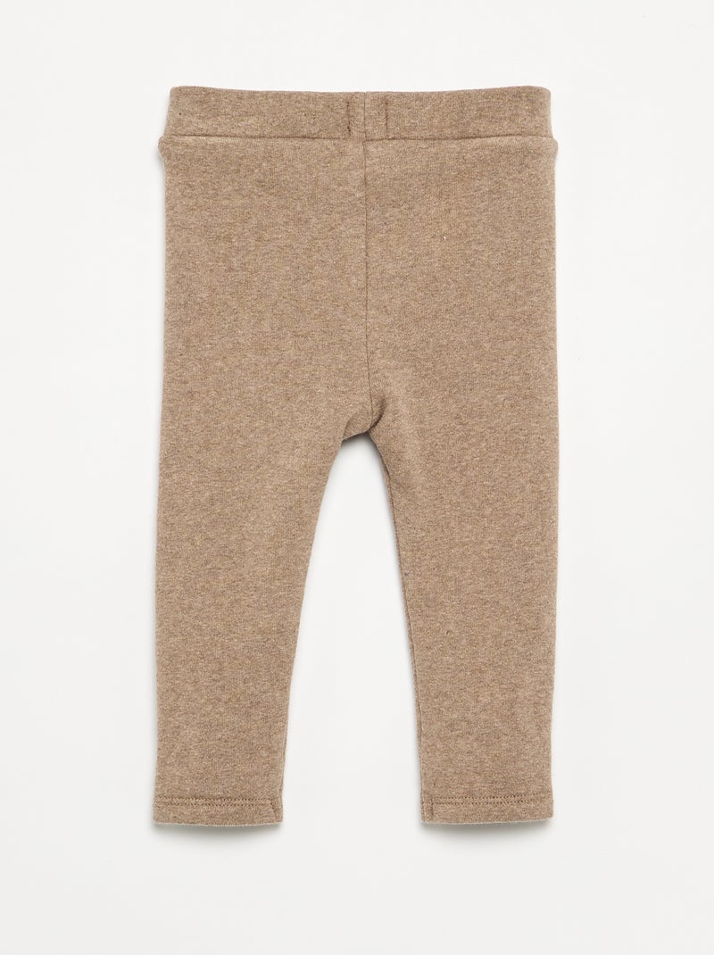 Legging a tinta unita in maglia garzata Beige - Kiabi