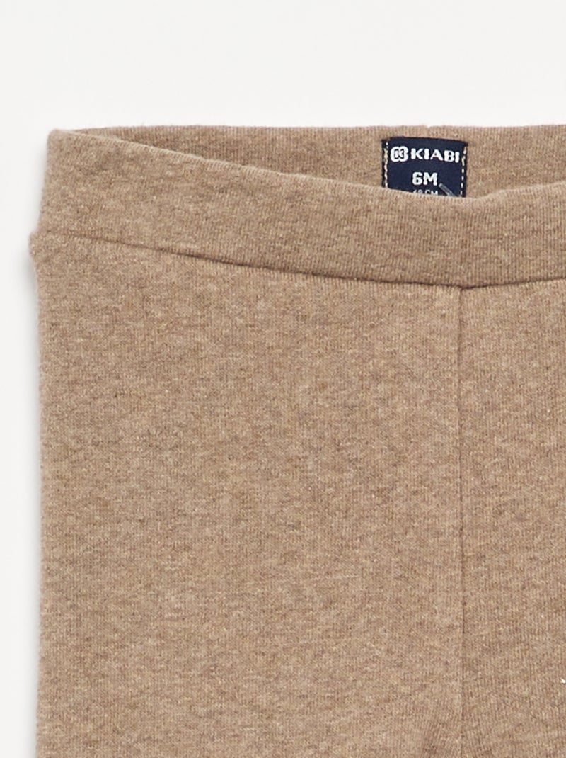 Legging a tinta unita in maglia garzata Beige - Kiabi