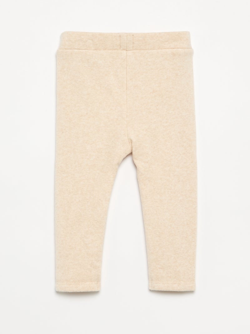 Legging a tinta unita in maglia garzata Beige - Kiabi