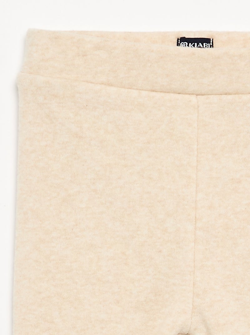 Legging a tinta unita in maglia garzata Beige - Kiabi