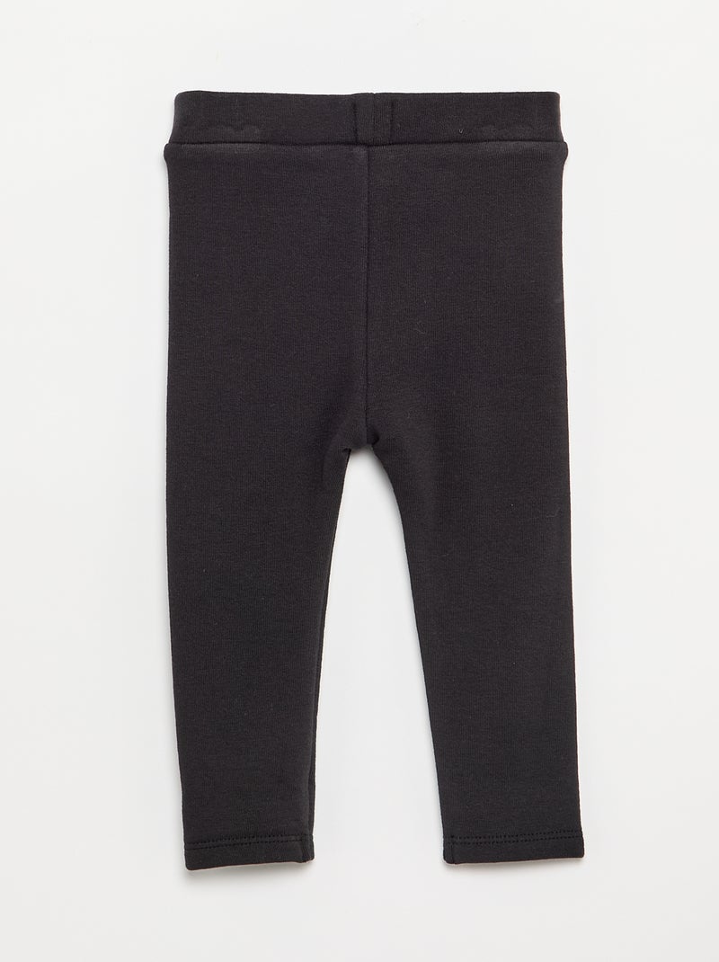 Legging a tinta unita in maglia garzata Nero - Kiabi