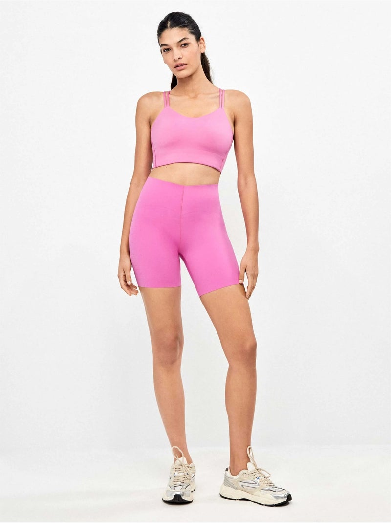 Legging biker realizzato in tessuto modellante che definisce e slancia Rosa - Kiabi