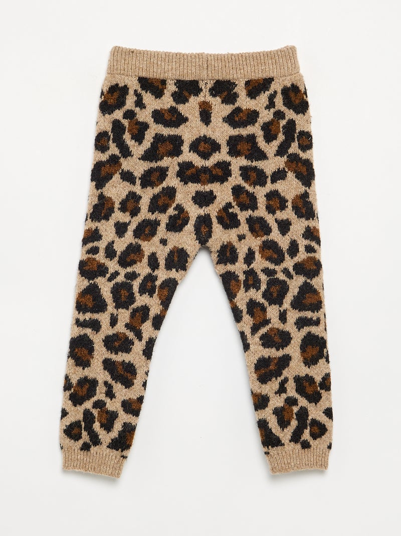 Legging in maglia a fantasia leopardata Beige - Kiabi