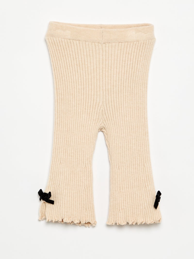 Legging in maglia compatta a costine Beige - Kiabi