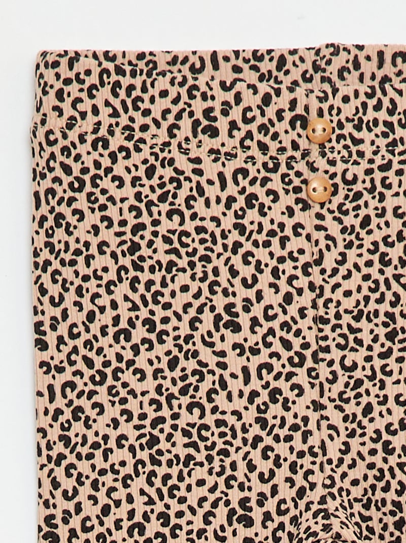 Legging lungo a costine fantasia Beige - Kiabi