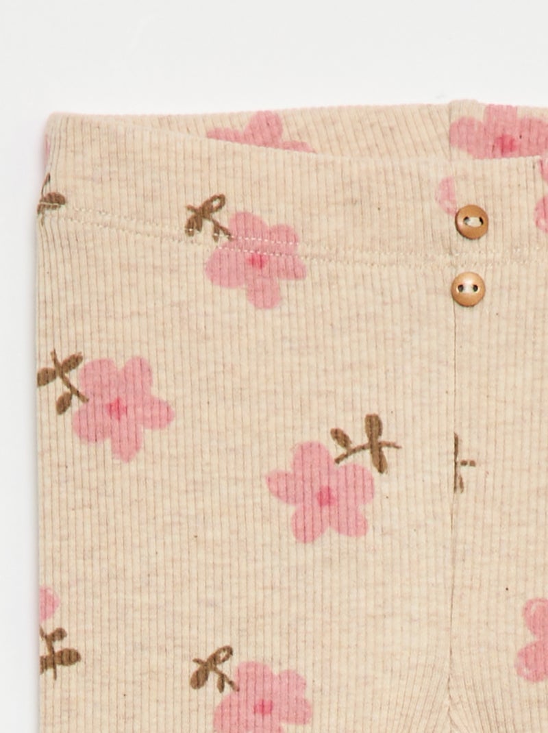 Legging lungo a costine fantasia Beige - Kiabi
