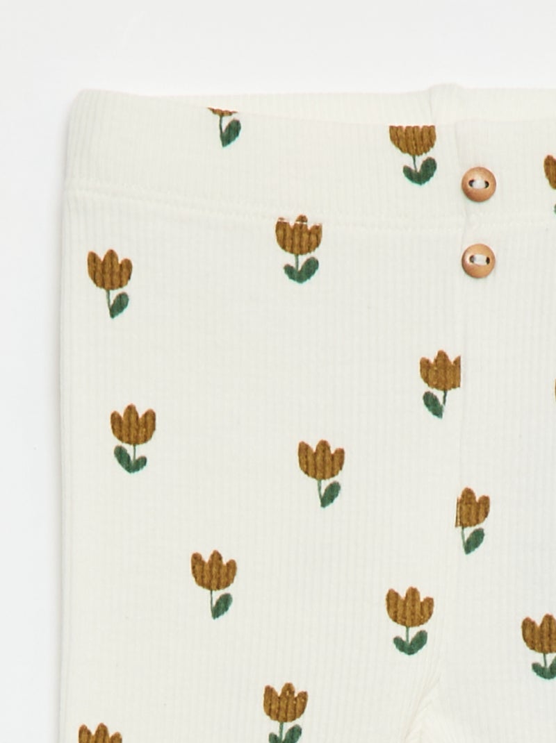 Legging lungo a costine fantasia Bianco - Kiabi