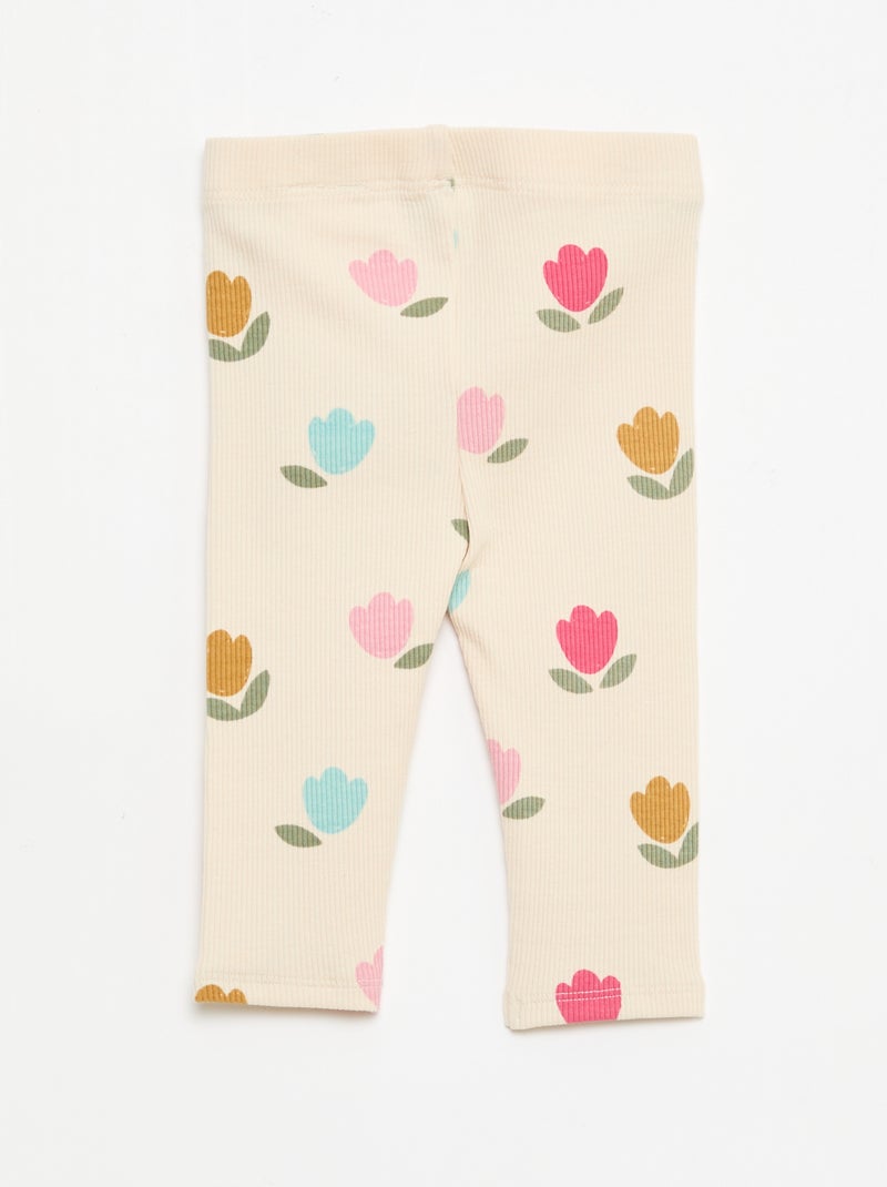 Legging lungo a costine fantasia Bianco - Kiabi