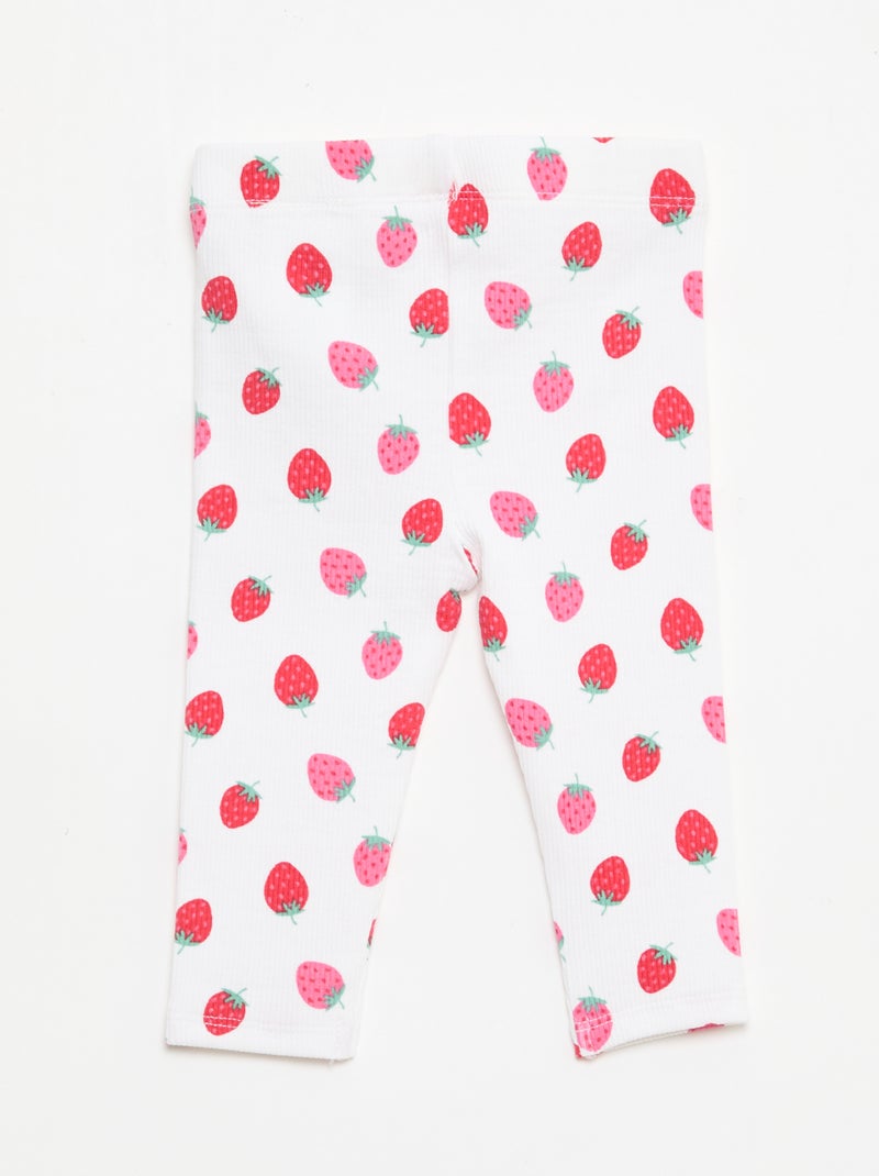 Legging lungo a costine fantasia Bianco - Kiabi