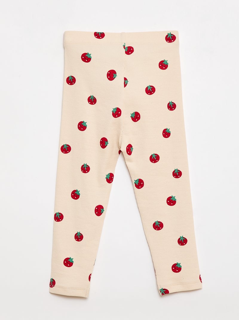 Legging lungo a costine fantasia Bianco - Kiabi