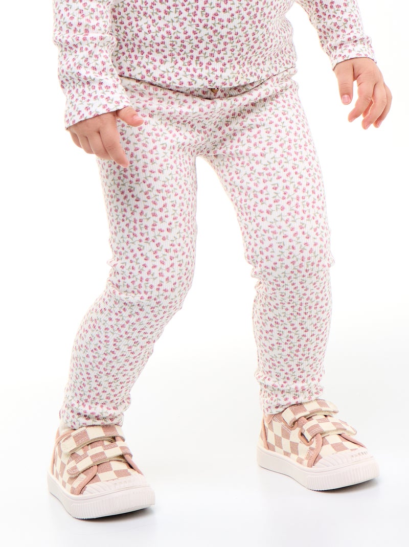 Legging lungo a costine fantasia Bianco - Kiabi