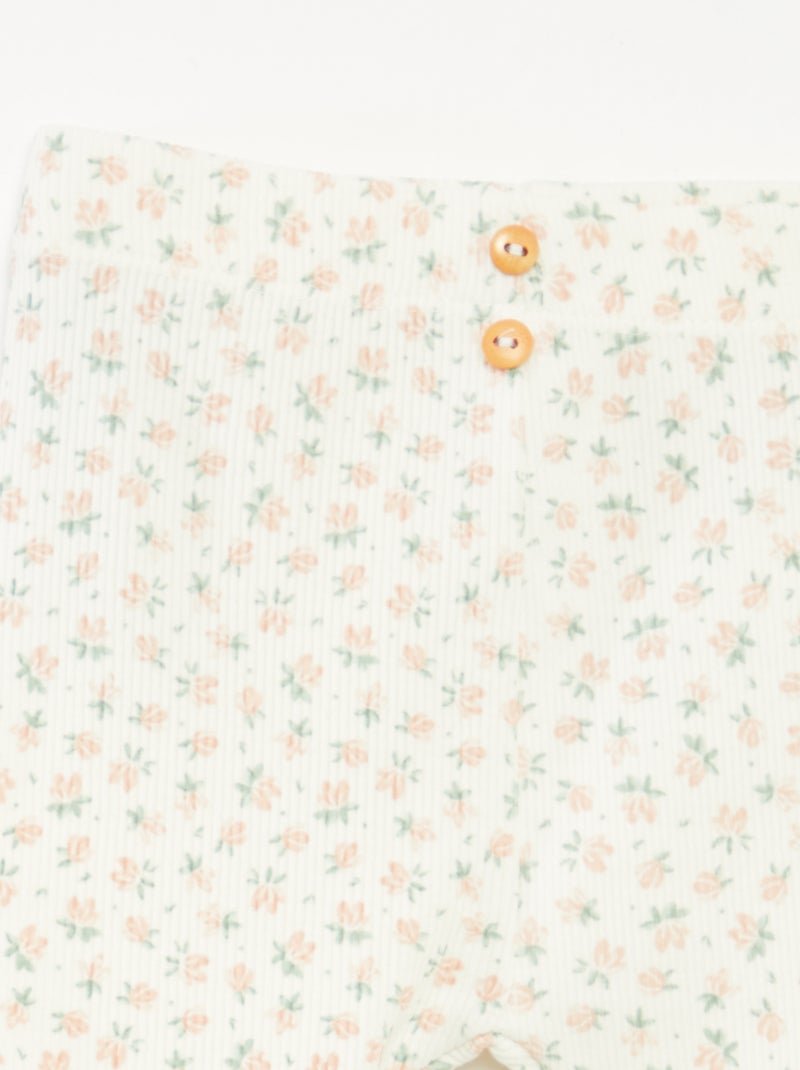 Legging lungo a costine fantasia Bianco - Kiabi
