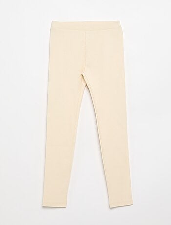 Legging lungo a costine tinta unita
