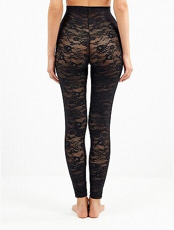 Legging lungo modellante senza cuciture, in pizzo floreale