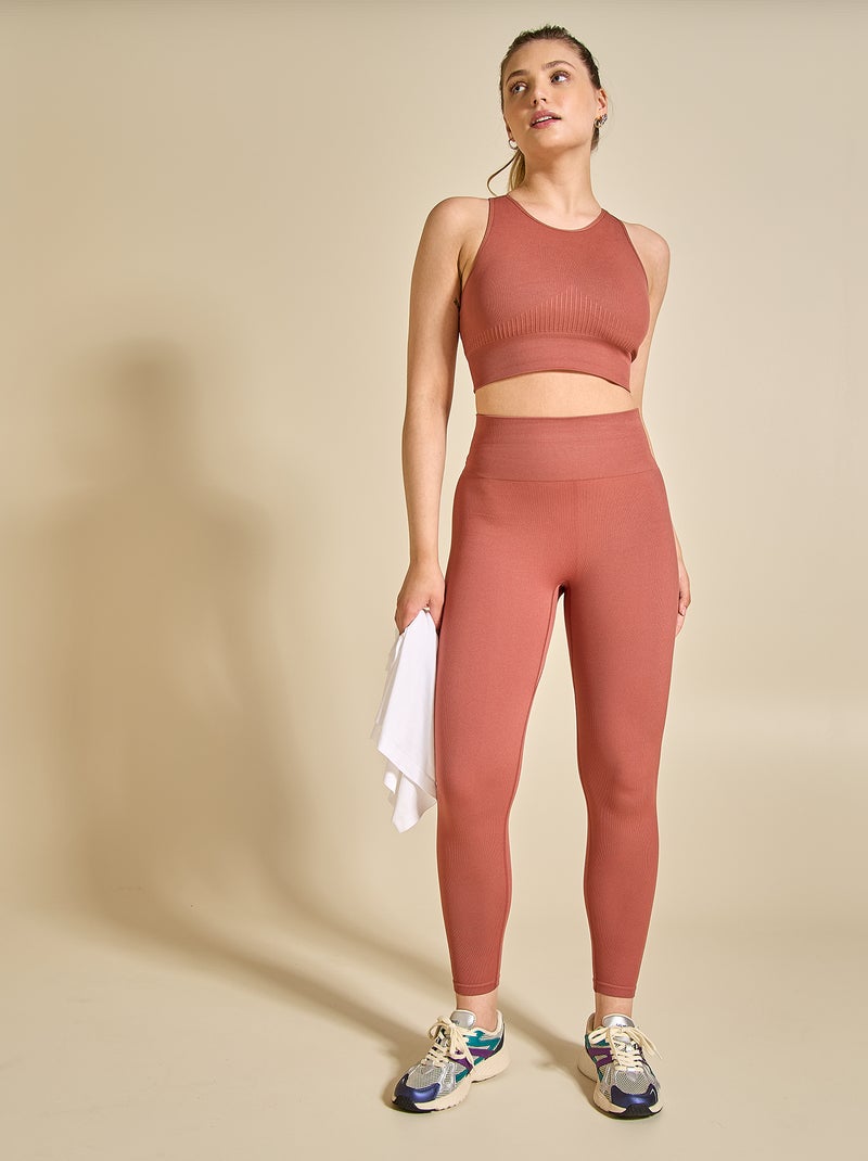 Legging sportivo a costine - (ekstract) Marrone - Kiabi