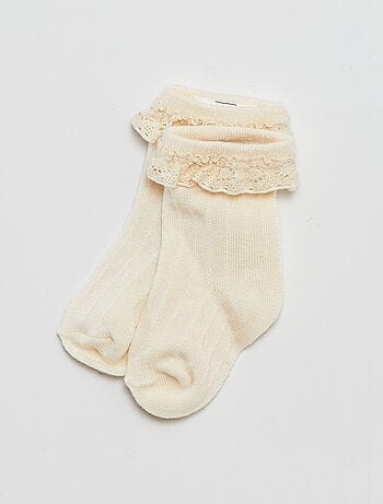 Leggings a coste + calzini con ricamo