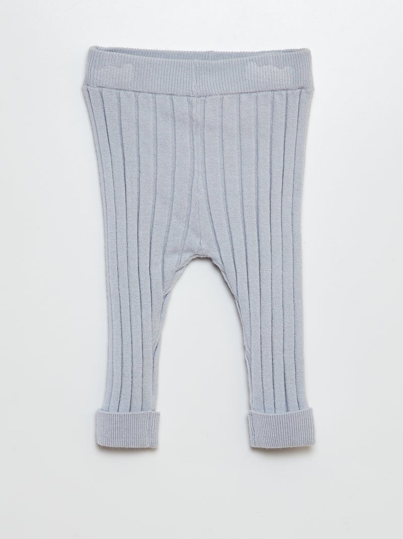 Leggings a coste + calzini con ricamo GRIGIO - Kiabi