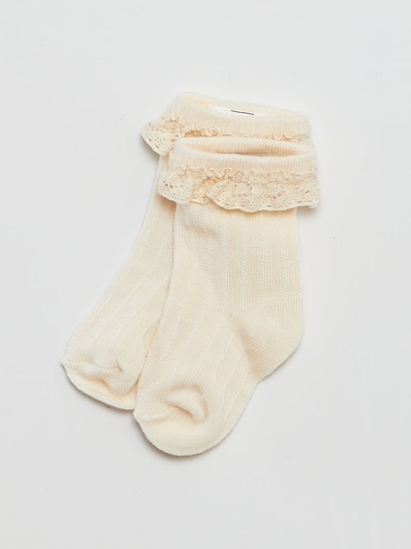 Leggings a coste + calzini con ricamo GRIGIO - Kiabi