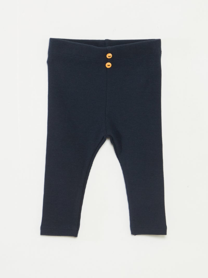 Leggings a coste con bottoni Blu - Kiabi