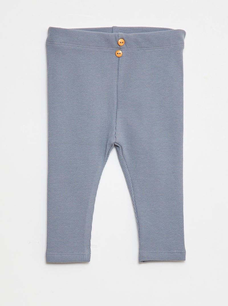 Leggings a coste con bottoni Blu - Kiabi