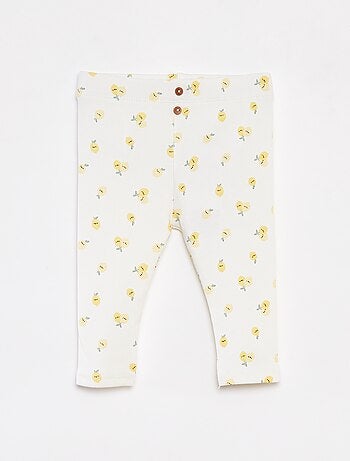 Leggings a coste con bottoni fantasia