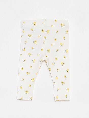 Leggings a coste con bottoni fantasia