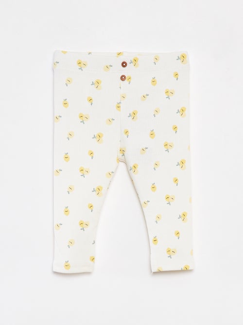 Leggings a coste con bottoni fantasia - Kiabi