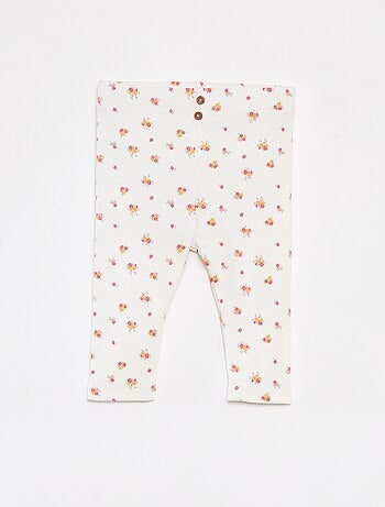 Leggings a coste con bottoni fantasia