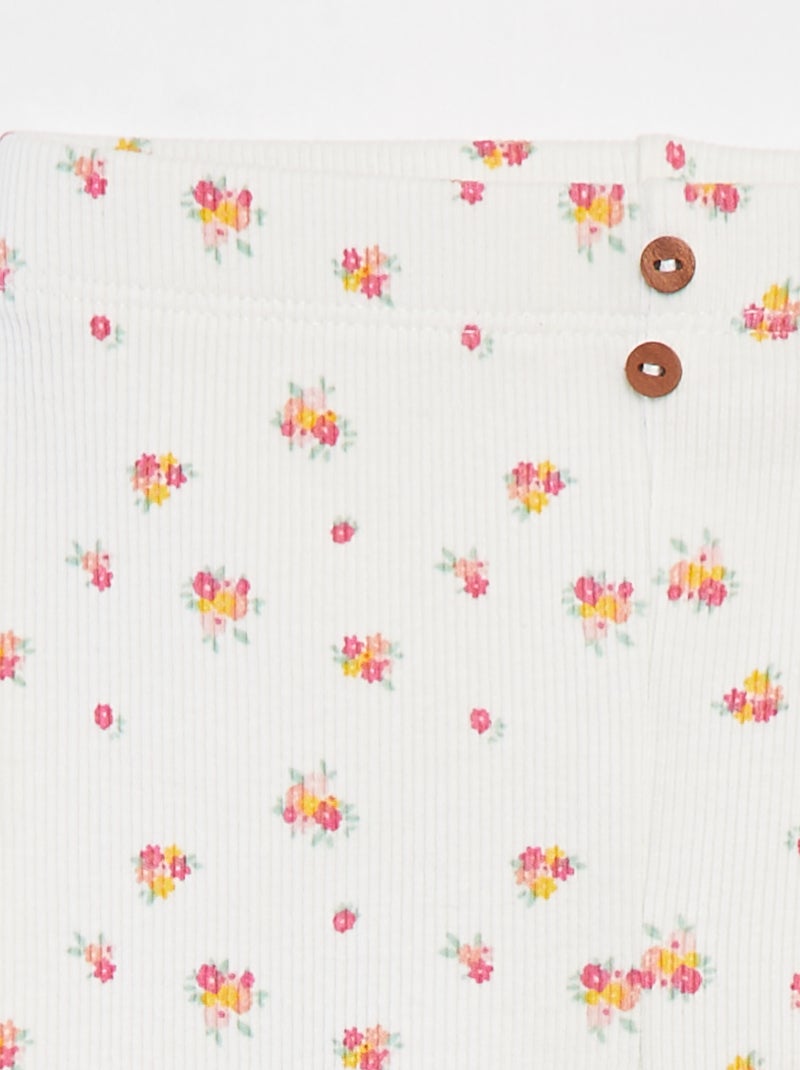 Leggings a coste con bottoni fantasia BIANCO - Kiabi