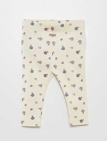 Leggings a coste con bottoni fantasia