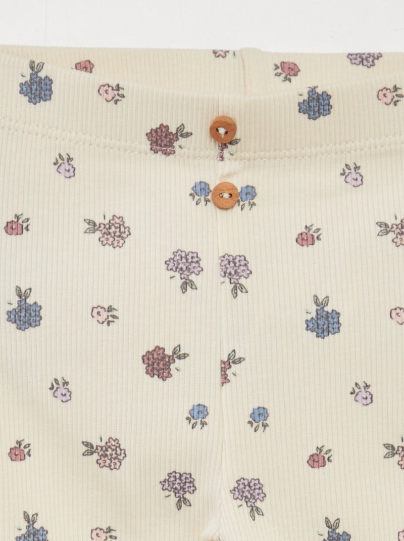 Leggings a coste con bottoni fantasia BIANCO - Kiabi