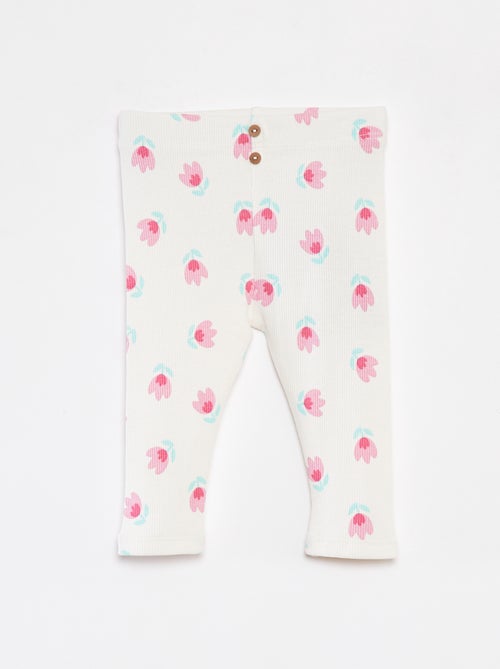 Leggings a coste con bottoni fantasia - Kiabi