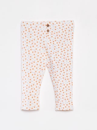 Leggings a coste con bottoni fantasia