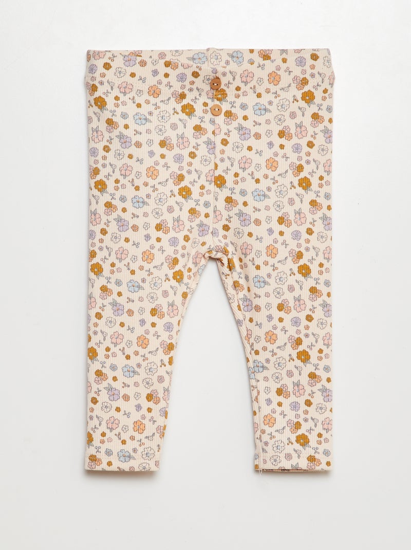 Leggings a coste con bottoni fantasia ROSA - Kiabi