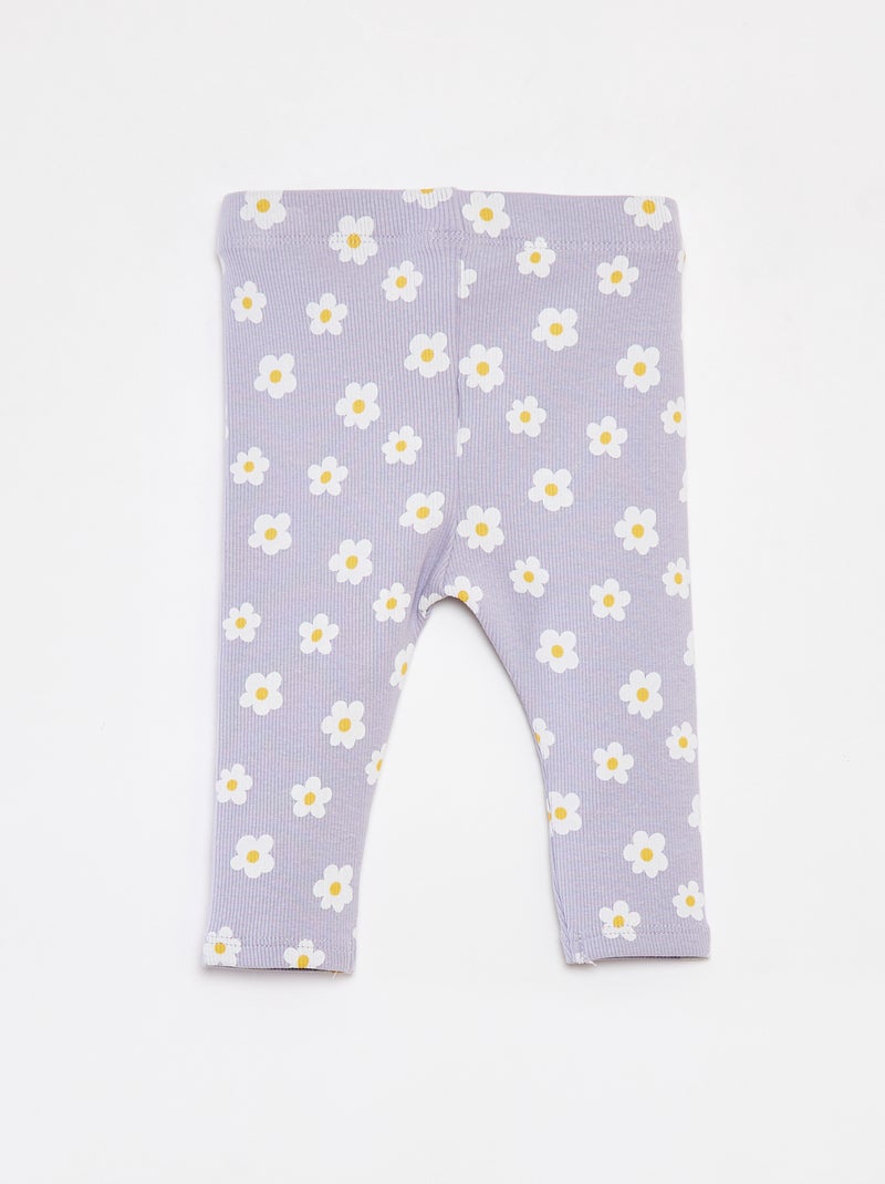 Leggings a coste con bottoni fantasia VIOLA - Kiabi