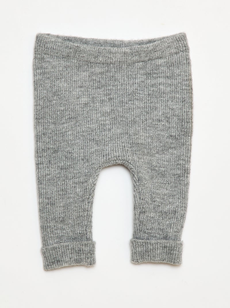 Leggings a coste con bottoni Grigio - Kiabi