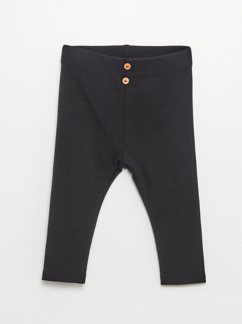 Leggings a coste con bottoni nero - Kiabi