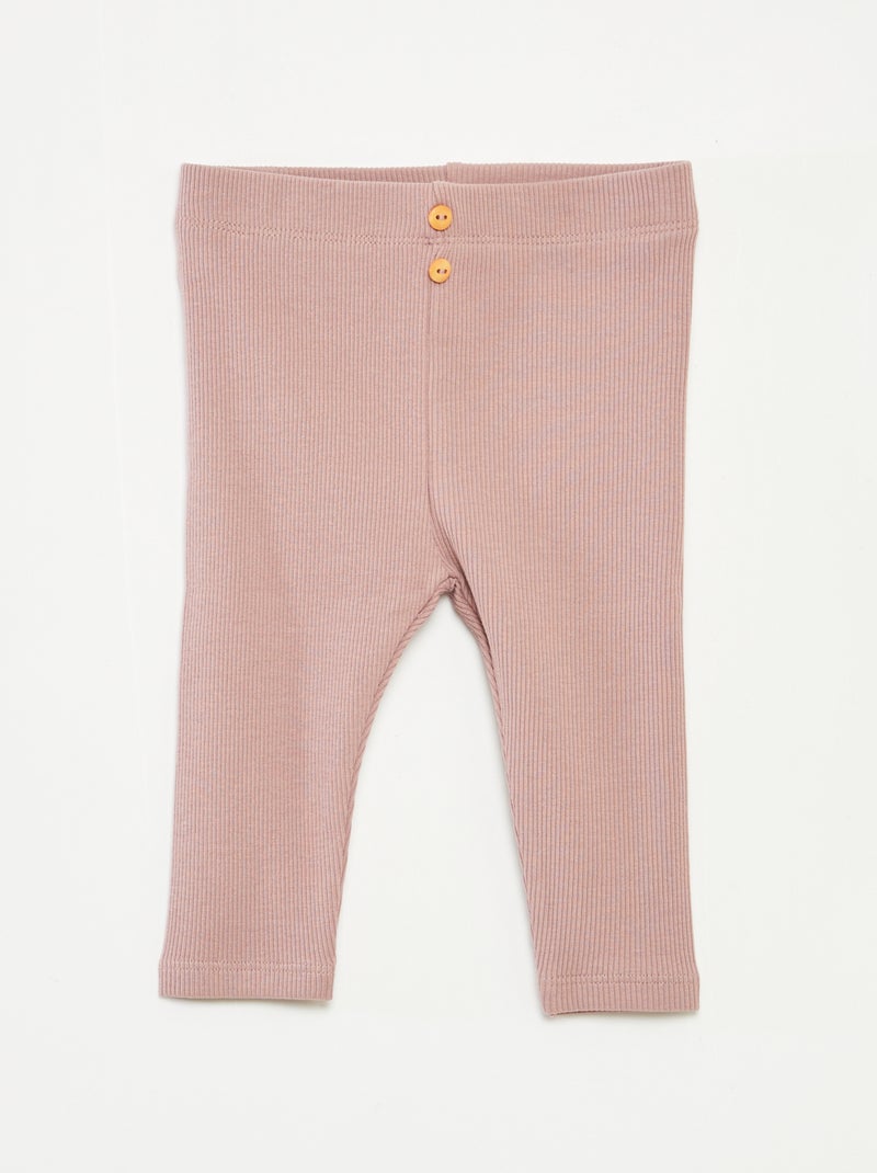 Leggings a coste con bottoni Rosa - Kiabi