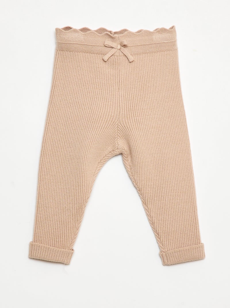 Leggings a coste con fiocco decorativo Beige - Kiabi