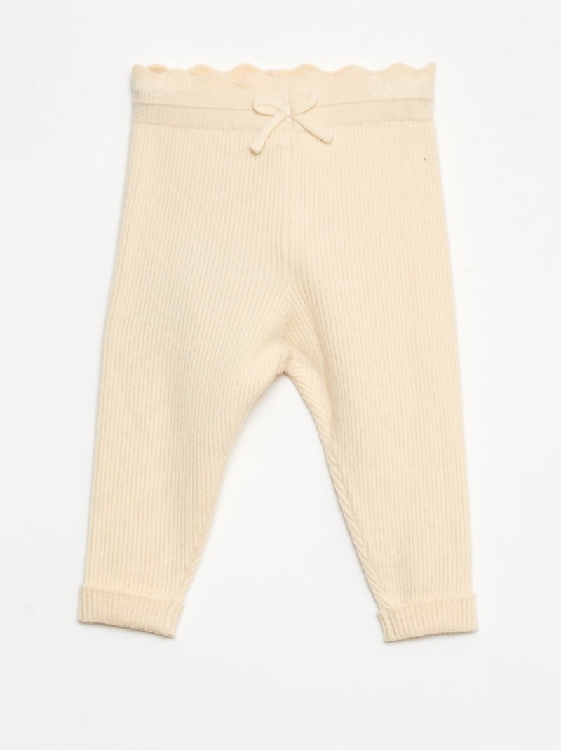 Leggings a coste con fiocco decorativo Bianco - Kiabi