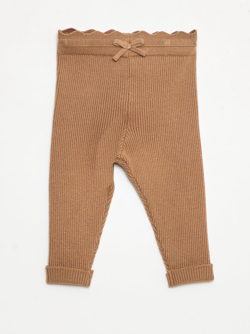 Leggings a coste con fiocco decorativo Marrone - Kiabi