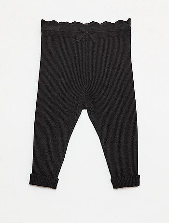 Leggings a coste con fiocco decorativo