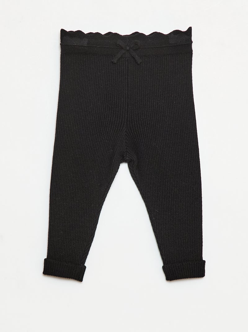 Leggings a coste con fiocco decorativo Nero - Kiabi