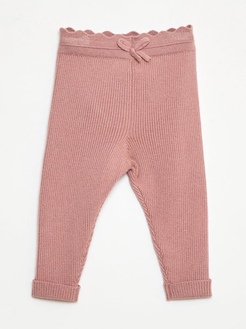 Leggings a coste con fiocco decorativo Rosa - Kiabi
