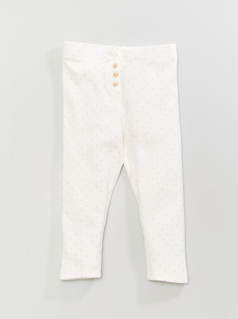 Leggings a coste con fiocco fantasia BIANCO - Kiabi