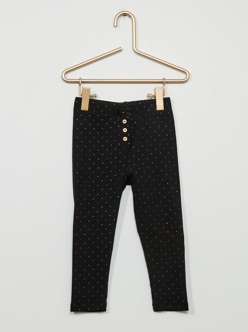 Leggings a coste con fiocco fantasia NERO - Kiabi