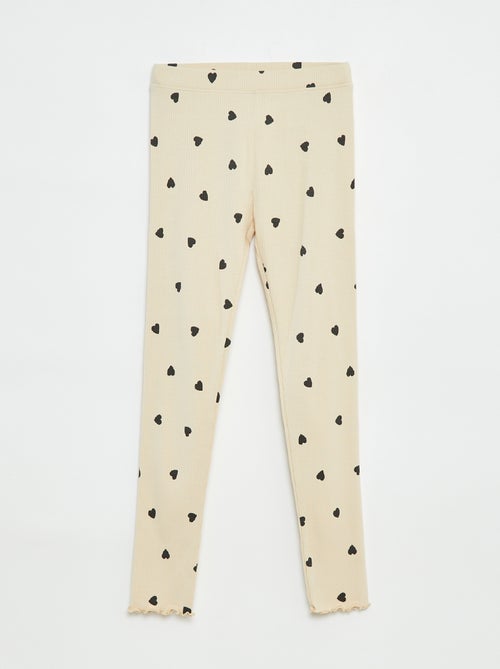 Leggings a coste con motivo - Kiabi