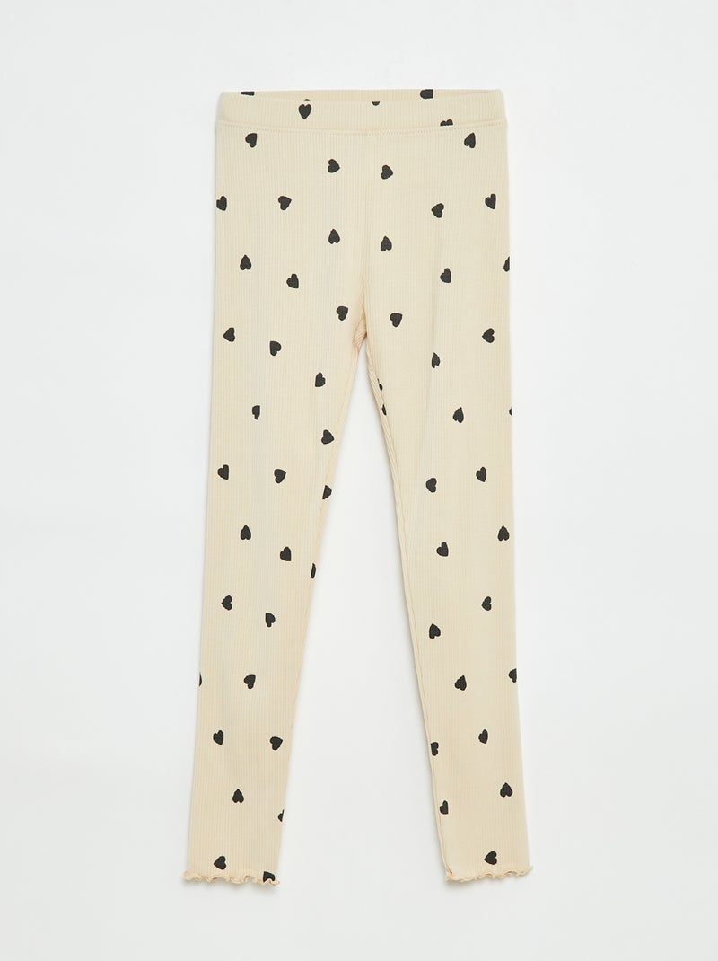 Leggings a coste con motivo Beige - Kiabi