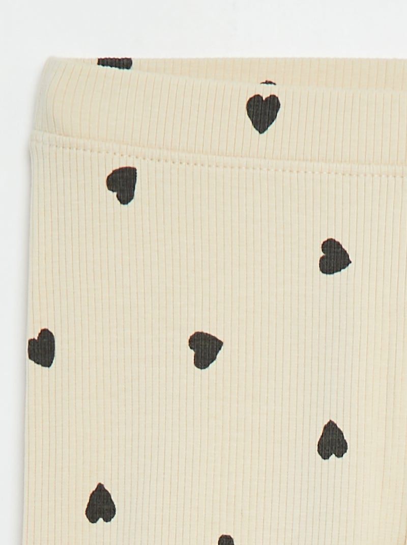 Leggings a coste con motivo Beige - Kiabi